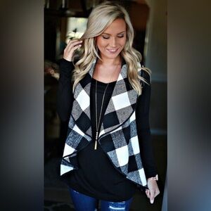 Black and White Plaid Vest